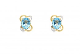 Pre-owned 18ct Yellow & White Gold Blue Topaz Stud Earrings