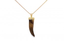 Pre-owned 9ct Yellow Gold Tiger Eye Necklace