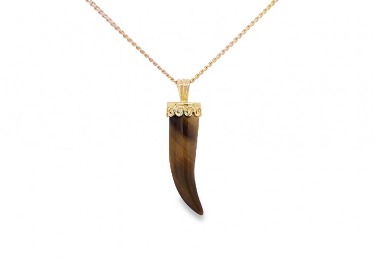 Pre-owned 9ct Yellow Gold Tiger Eye Necklace