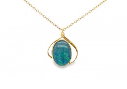 Pre-owned 9ct Yellow Gold Opal Doublet Necklace