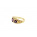 Pre-owned 9ct Yellow Gold Three Stone Garnet Carved Ring 