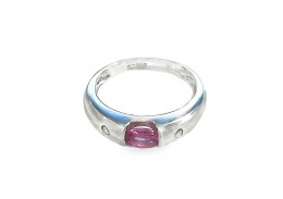 Pre-owned 9ct White Gold Pink Sapphire & Diamond Three Stone Ring 