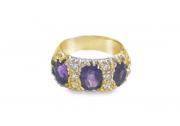 Pre-owned Vintage 9ct Yellow Gold Amethyst & Paste Ring 