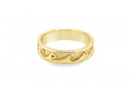 Pre-owned 9ct Yellow Gold Wave Patterned Band