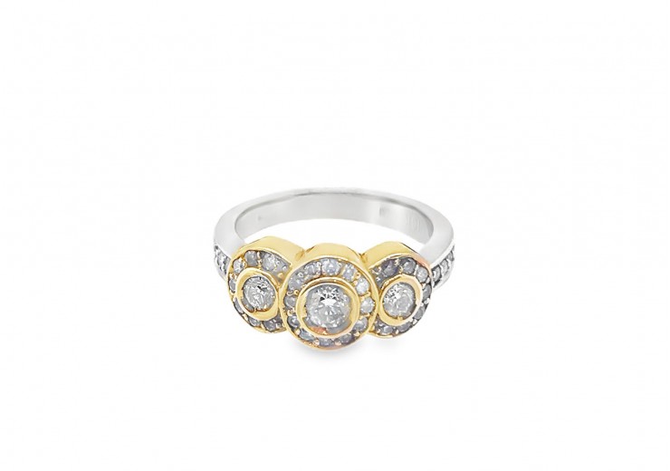 Pre-owned 14ct White & Rose Gold Multi Diamond Ring 