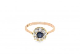 Pre-owned 9ct Rose Gold Sapphire & Diamond Cluster Ring