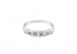 Pre-owned 18ct White Gold Pink Sapphire & Diamond Eternity Ring 