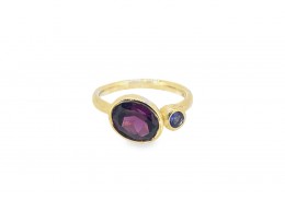 Pre-owned 9ct Yellow gold Tourmaline & Tanzanite Dress Ring