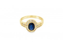 Pre-owned 14ct Yellow Gold Sapphire & Diamond Ring