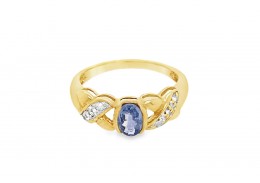 Pre-owned 9ct Yellow Gold Sapphire & Diamond Ring