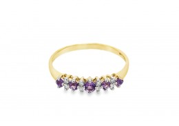 Pre-owned 9ct Yellow Gold Amethyst & Diamond Ring