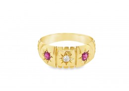 Pre-owned Antique 18ct Yellow Gold Ruby & Diamond Ring