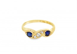 Pre-owned Antique 18ct Yellow Gold Sapphire & Diamond Ring