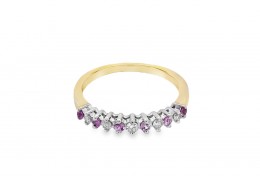 Pre-owned 9ct Yellow Gold Pink Sapphire & Diamond Eternity Ring