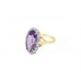 Pre-owned Vintage 18ct Yellow Gold Amethyst & Diamond Cluster Ring