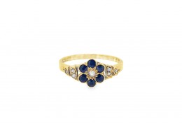 Pre-owned 18ct Yellow Gold Sapphire & Diamond Cluster Ring