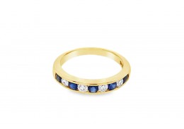 Pre-owned 18ct Yellow Gold Sapphire & Diamond Eternity Ring