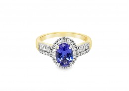 Pre-owned Vintage 9ct Yellow Gold Tanzanite & Diamond Ring