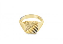 Pre-owned 9ct Yellow Gold Patterned Signet Ring 