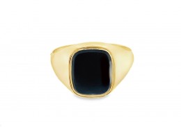 Pre-owned Vintage 9ct Yellow Gold Onyx Signet Ring