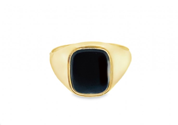 Pre-owned Vintage 9ct Yellow Gold Onyx Signet Ring