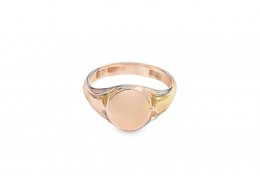 Pre-owned Antique 9ct Rose Gold Plain Oval Signet Ring 