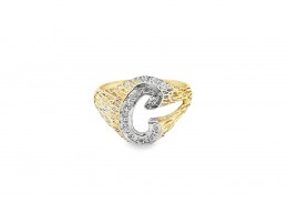 Pre-owned 9ct Yellow Gold Diamond Initial C Ring