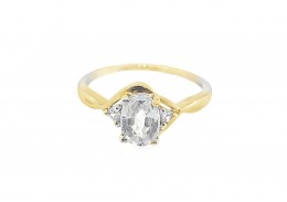 Pre-owned 9ct Yellow Gold White Stone Trilogy Ring