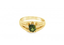 Pre-owned 9ct Yellow Gold Green Sapphire Ring