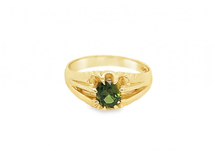 Pre-owned 9ct Yellow Gold Green Sapphire Ring