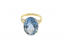 Pre-owned 9ct Yellow Gold Synthetic Blue Spinel Ring 