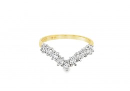 Pre-owned 9ct Yellow Gold Cubic Zirconia Wishbone Ring