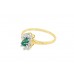 Pre-owned Vintage 9ct Yellow Gold Agate & Cubic Zirconia Ring.