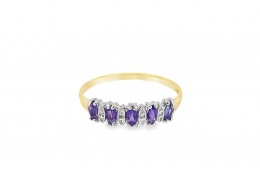 Pre-owned 9ct Yellow Gold Amethyst & Diamond Ring 