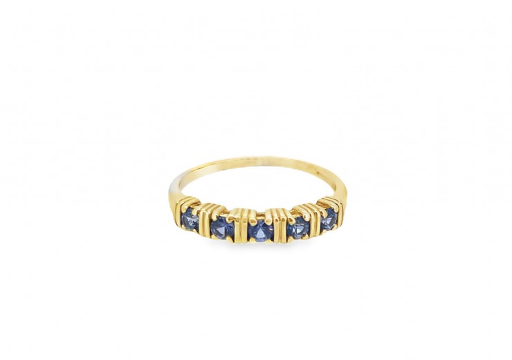 Pre-owned 9ct Yellow Gold Tanzanite Five Stone Ring