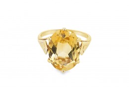 Pre-owned Vintage 9ct Yellow Gold Citrine Ring