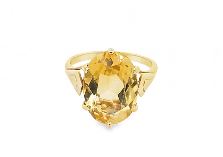 Pre-owned Vintage 9ct Yellow Gold Citrine Ring