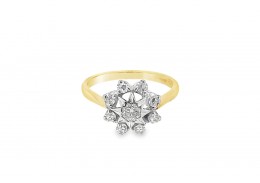 Pre-owned 18ct Yellow Gold Diamond Snowflake Cluster Ring 