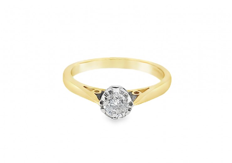 Pre-owned 9ct Yellow Gold 0.25ct Diamond Solitaire Ring 