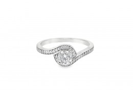 Pre-owned Platinum 0.64ct Diamond Solitaire Cross Over Ring