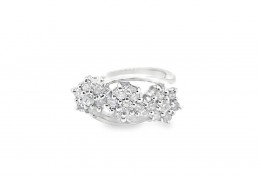 Pre-owned 18ct White Gold Diamond Triple Cluster Ring 