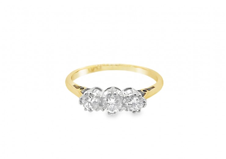 Pre-owned 18ct Yellow Gold 0.50ct Diamond Trilogy Ring 