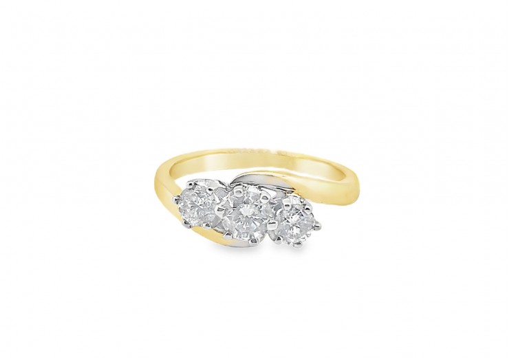 Pre-owned 18ct Yellow Gold  0.75ct Diamond Trilogy Ring 