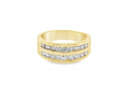 Pre-owned 18ct Yellow Gold 0.55ct Diamond Two Row Ring 