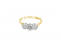 Pre-owned 9ct Yellow Gold 0.30ct Diamond 3 Stone Ring