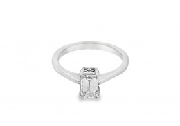 Pre-owned Platinum Emerald Cut Diamond Solitaire Ring