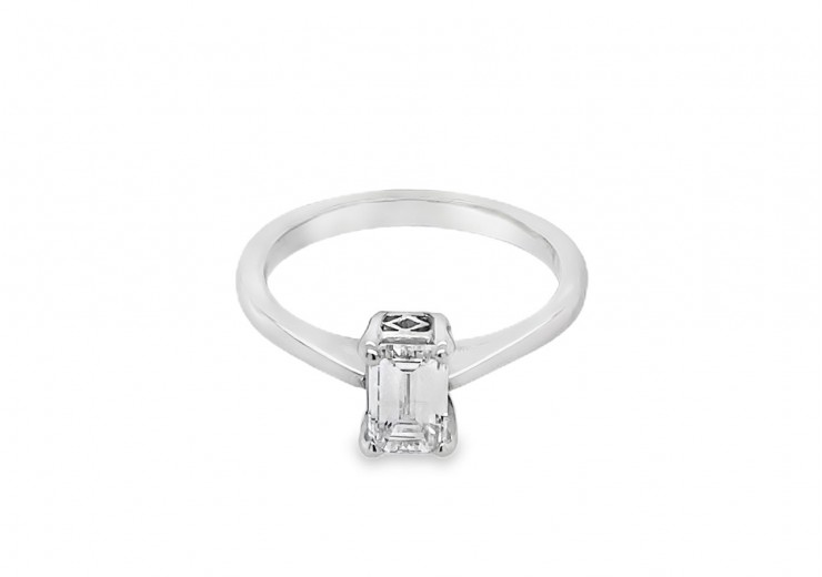 Pre-owned Platinum Emerald Cut Diamond Solitaire Ring