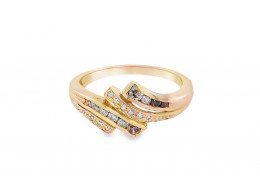 Pre-owned 9ct Yellow Gold Brown & White Diamond Ring