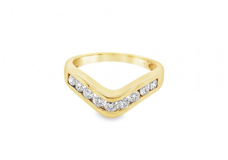 Pre-owned 9ct Yellow Gold 0.50ct Diamond Wishbone Ring