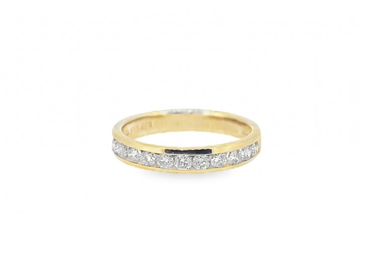 Pre-owned 14ct Yellow Gold Channel Set Diamond Half Eternity Ring 